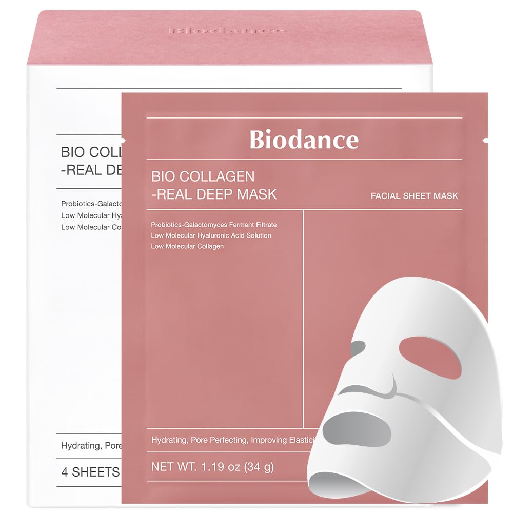 Bio-Collagen Real Deep Mask, Hydrating Overnight Hydrogel Mask, Deep Hydration, Pore Minimizing, Firming & Facial Skin Radiance (A Pack of 5 Masks)
