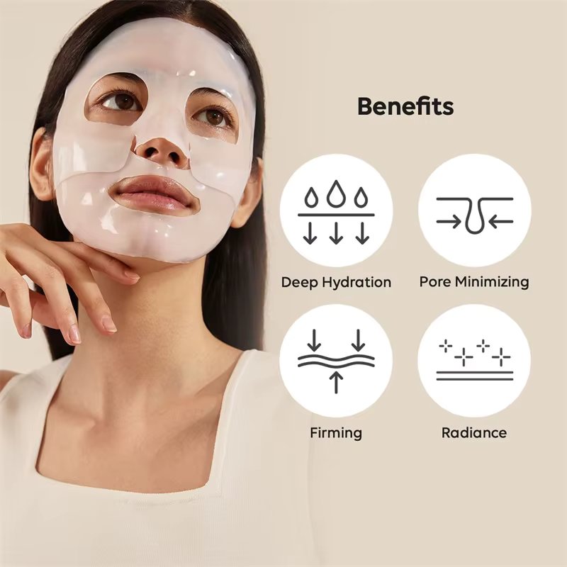 Bio-Collagen Real Deep Mask, Hydrating Overnight Hydrogel Mask, Deep Hydration, Pore Minimizing, Firming & Facial Skin Radiance (A Pack of 5 Masks)