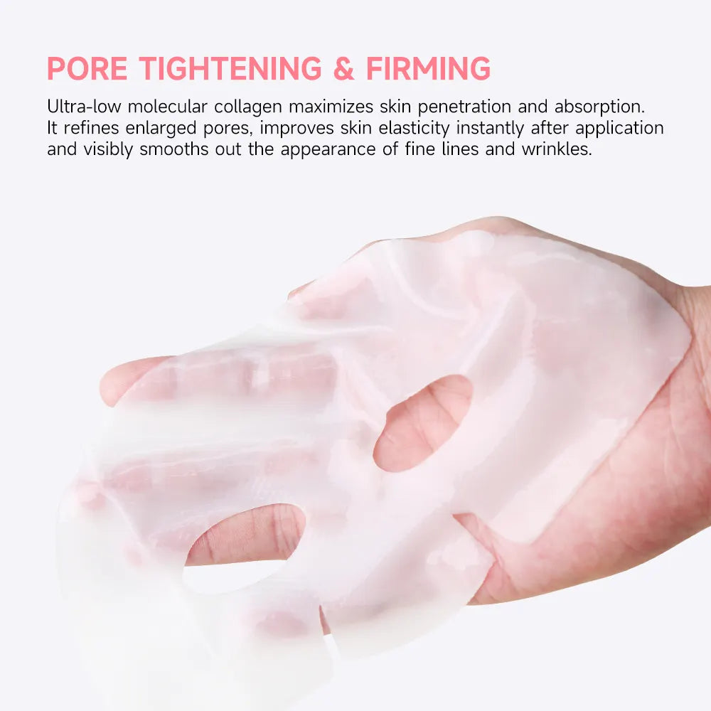 Bio-Collagen Real Deep Mask, Hydrating Overnight Hydrogel Mask, Deep Hydration, Pore Minimizing, Firming & Facial Skin Radiance (A Pack of 5 Masks)