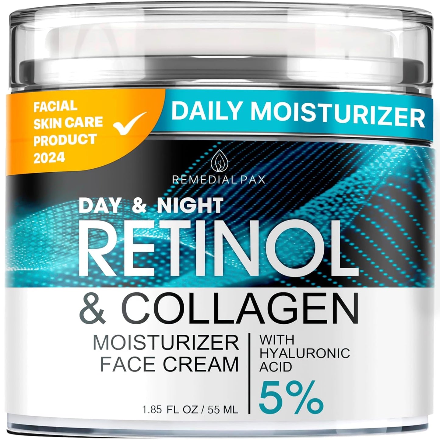 RETINOL & COLLAGEN Moisturizer Face Cream - Day & Night Anti-Aging Skin Care with Hyaluronic Acid 5% -50ml