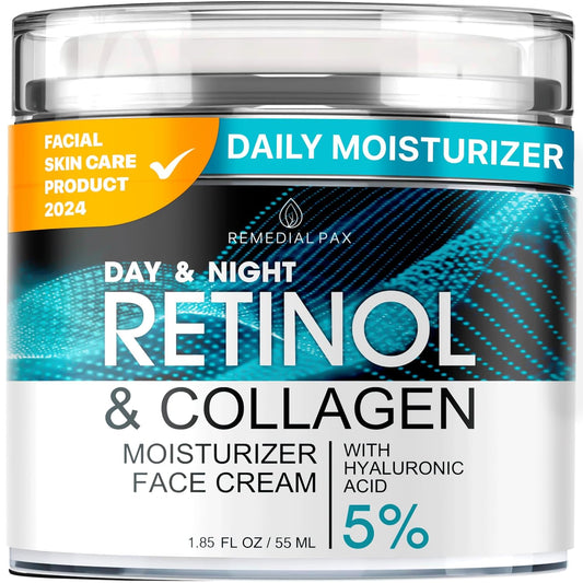 RETINOL & COLLAGEN Moisturizer Face Cream - Day & Night Anti-Aging Skin Care with Hyaluronic Acid 5% -50ml