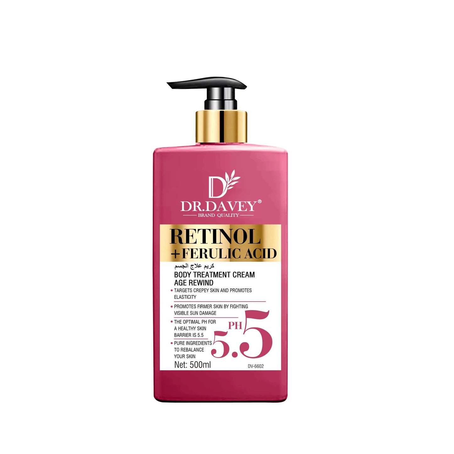 Dr. Davey Retinol + Ferulic Acid Body Lotion |Firming For Face, Body & Dry Skin- Improves Elasticity, Age Rewind