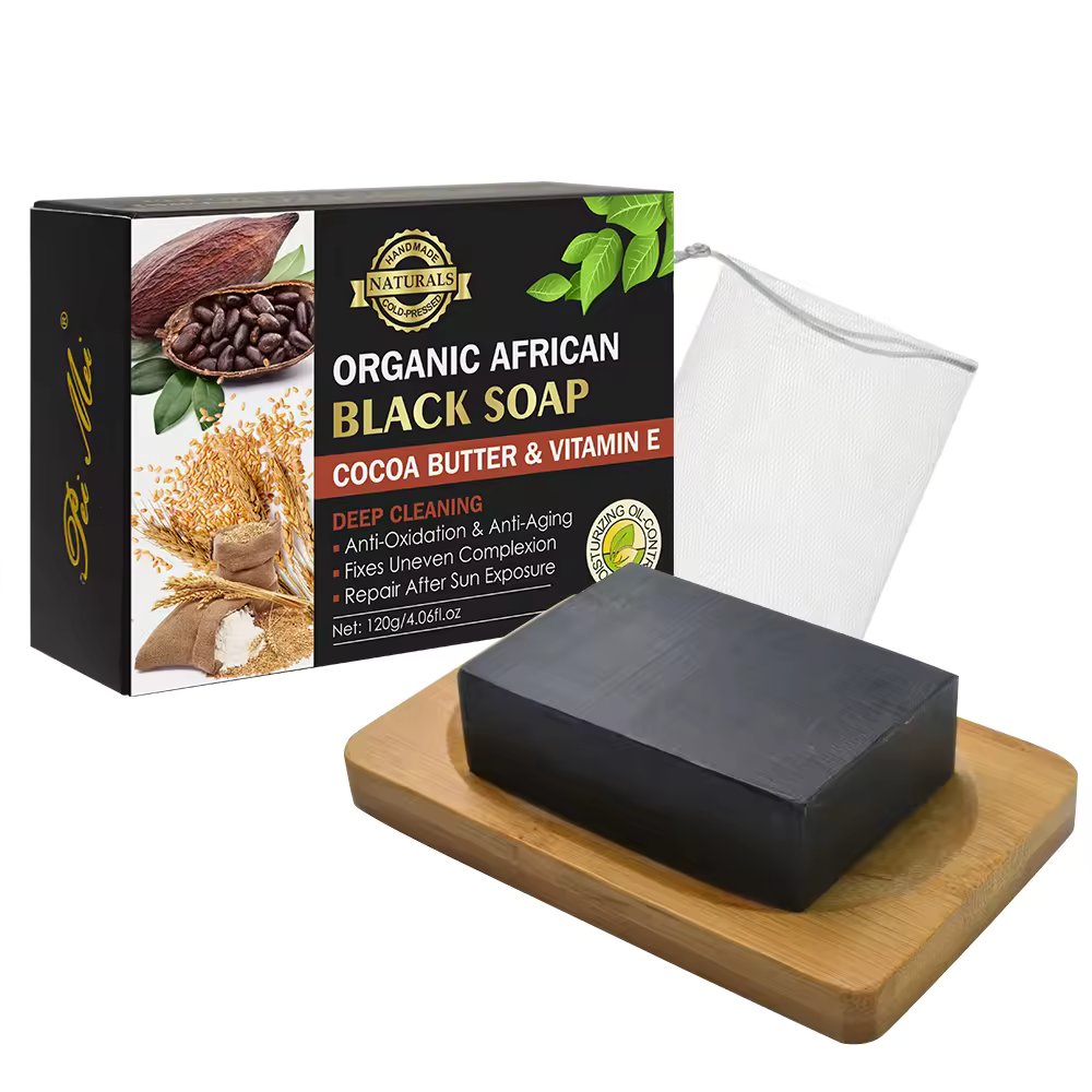 2 BARS Organic African Black Soap - For Acne & Dark Spots | Natural Vegan and Cruelty Free ( 120g Each )