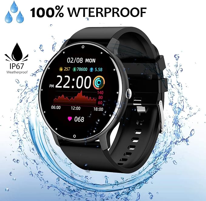 ZL02C Pro Smart Watch | Round Reloj Men & Women Waterproof Smart Watch, Bluetooth Call, Fitness Tracker, Touch Screen for iPhone and Android, Sleep Monitor, AI Voice Assistant, Heart Rate Monitor,  Blood Pressure & Sports Fitness Smartwatch