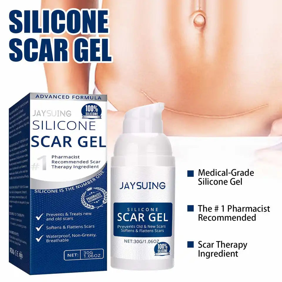 Advanced Silicone Scar Gel/Cream, Professional Scar Removal Cream for Surgical Scars, Stretch Mark, Keloid Bump, C-Section, Burn, Old and New Scars (30g)