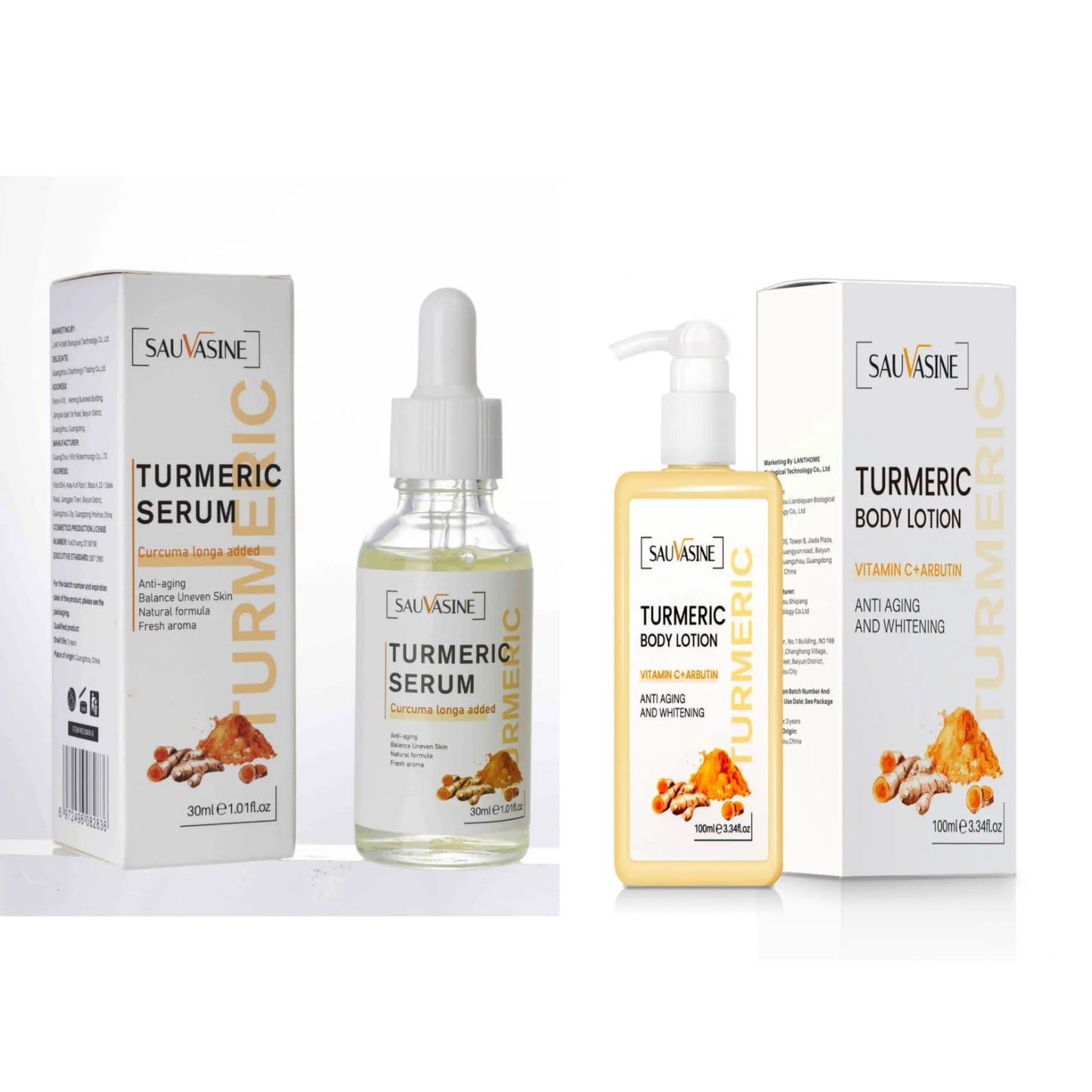 Turmeric Face Serum & Turmeric Body Lotion - Face & Body Set