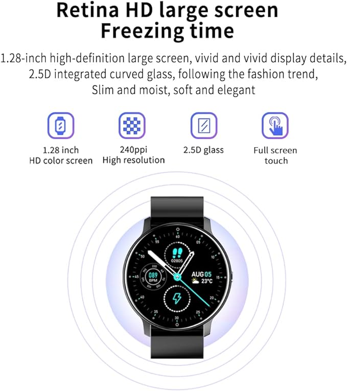 ZL02C Pro Smart Watch | Round Reloj Men & Women Waterproof Smart Watch, Bluetooth Call, Fitness Tracker, Touch Screen for iPhone and Android, Sleep Monitor, AI Voice Assistant, Heart Rate Monitor,  Blood Pressure & Sports Fitness Smartwatch