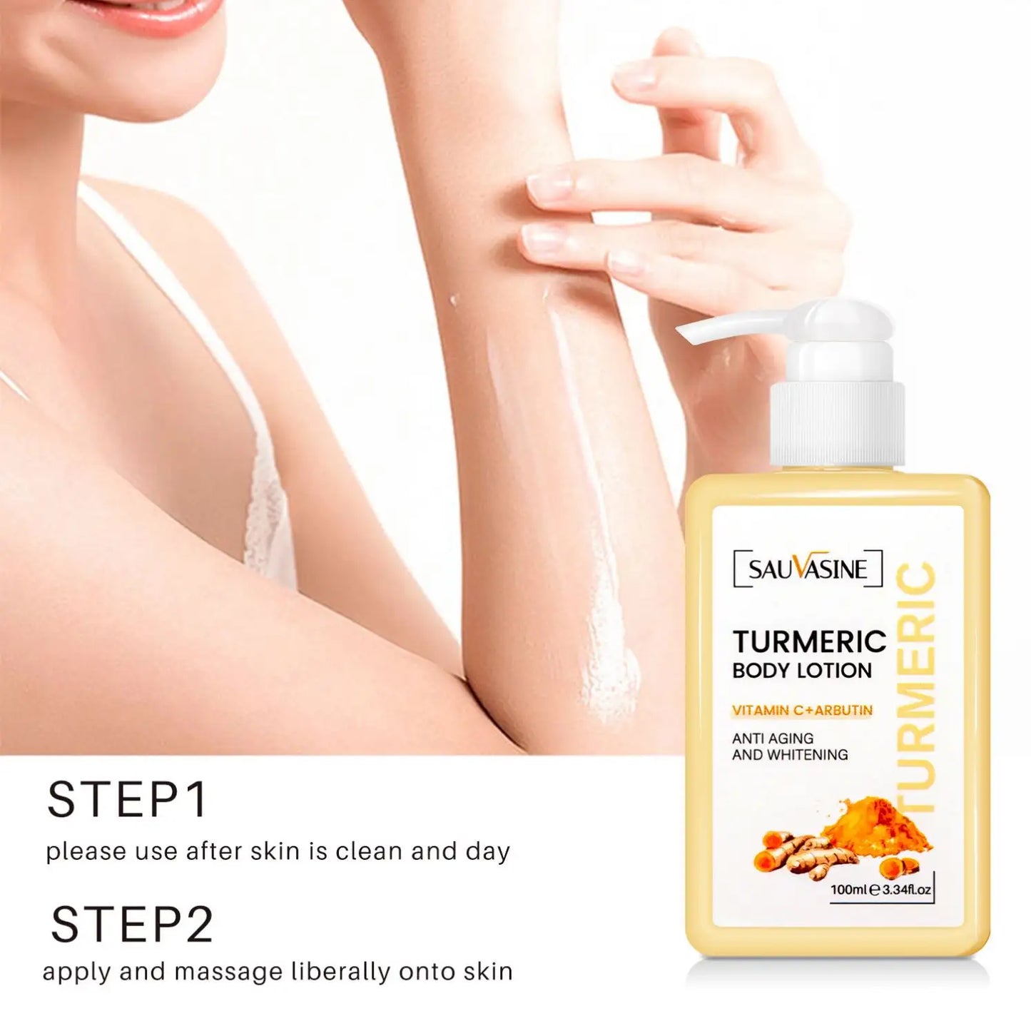 Turmeric Body Lotion for Anti Aging, Fade Dark Spots, Clear Wrinkles & Smoothens