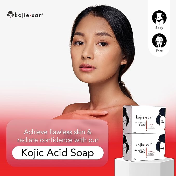 Kojie San Skin Brightening  Set | Original Kojic Acid Soap (135g x 2 Bars) & Kojic Acid Face Cream ( 50g ) that Reduces Dark Spots, Hyperpigmentation & Scars