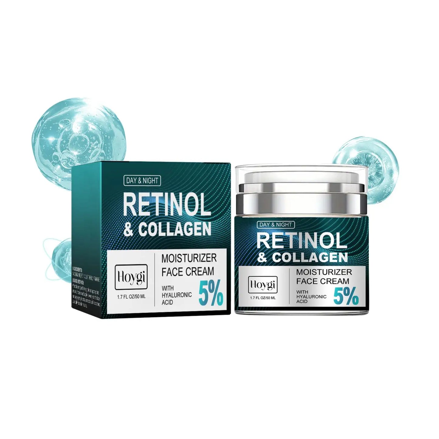 RETINOL & COLLAGEN Moisturizer Face Cream - Day & Night Anti-Aging Skin Care with Hyaluronic Acid 5% -50ml