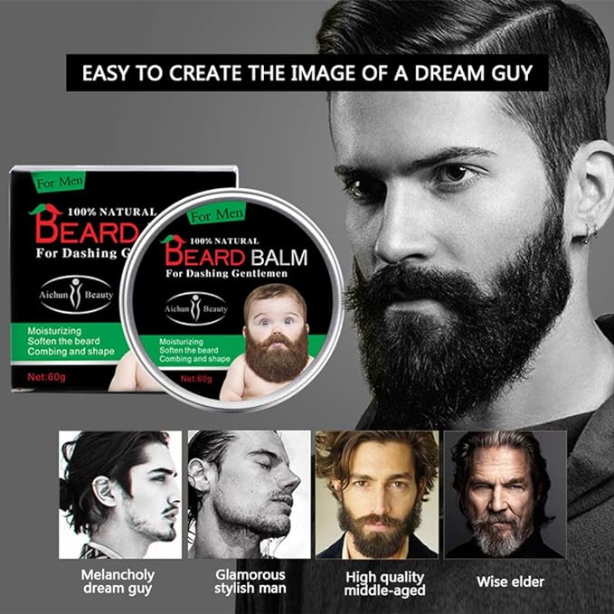 AICHUN BEAUTY Men Beard Care Moisturizing Organic Growth Wax 100% Natural Beard Balm For Men 60gg