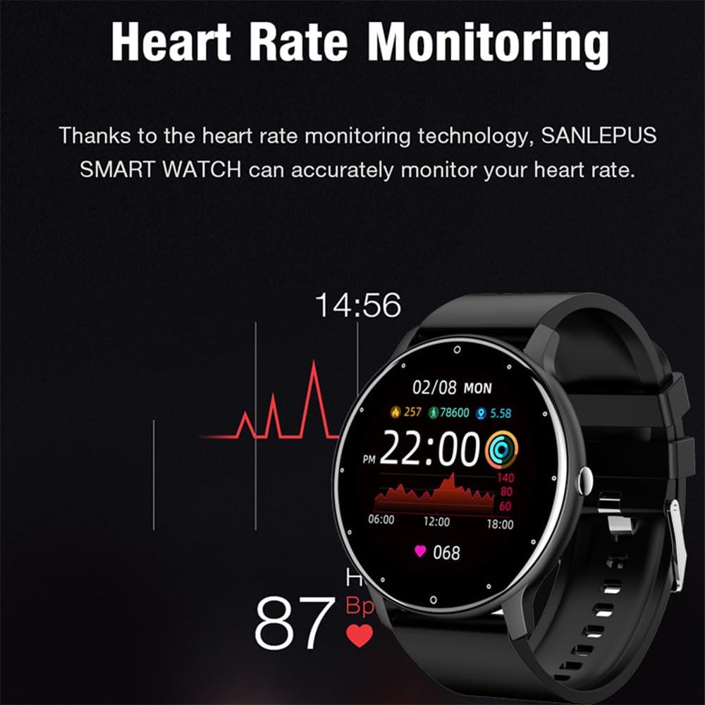 ZL02C Pro Smart Watch | Round Reloj Men & Women Waterproof Smart Watch, Bluetooth Call, Fitness Tracker, Touch Screen for iPhone and Android, Sleep Monitor, AI Voice Assistant, Heart Rate Monitor,  Blood Pressure & Sports Fitness Smartwatch