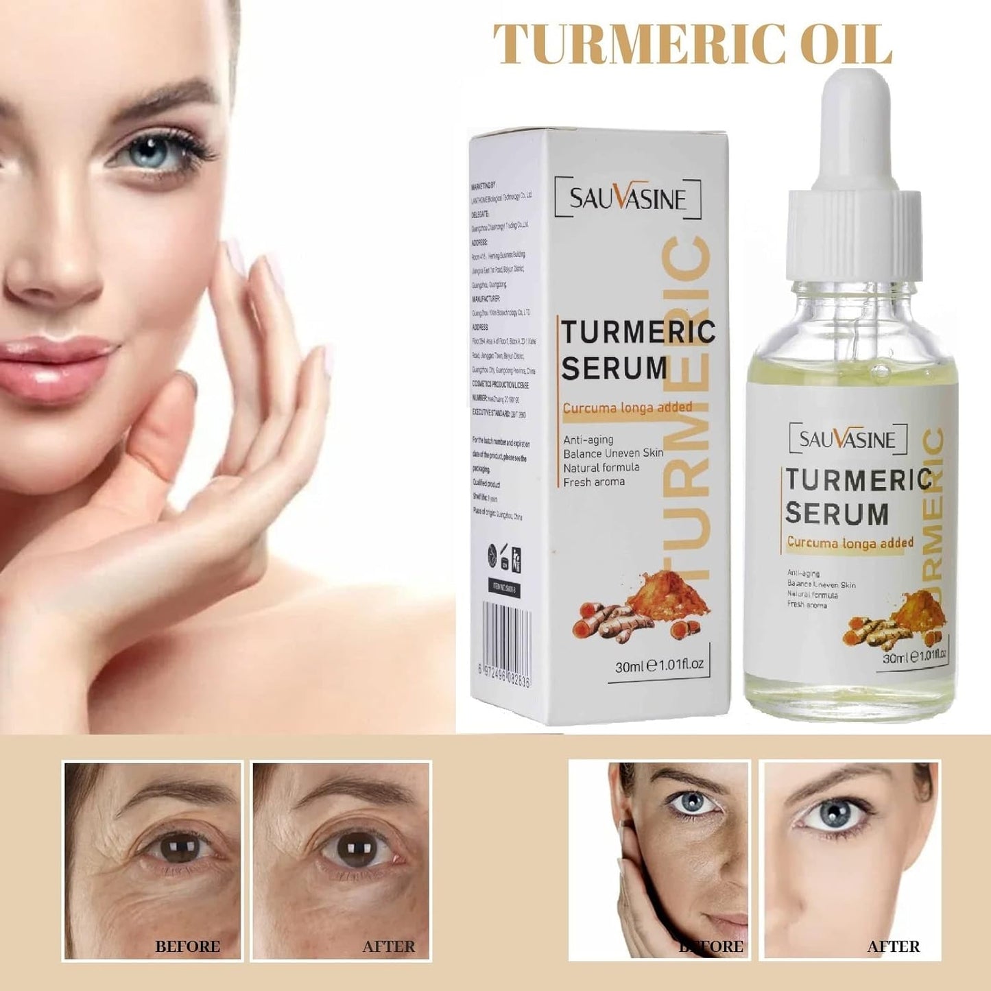 Buy Turmeric Serum For Dark Spots, Acne, Hyperpigmentation, Smooth Skin & Face Repair Serum - Get Free Bar of Turmeric Soap