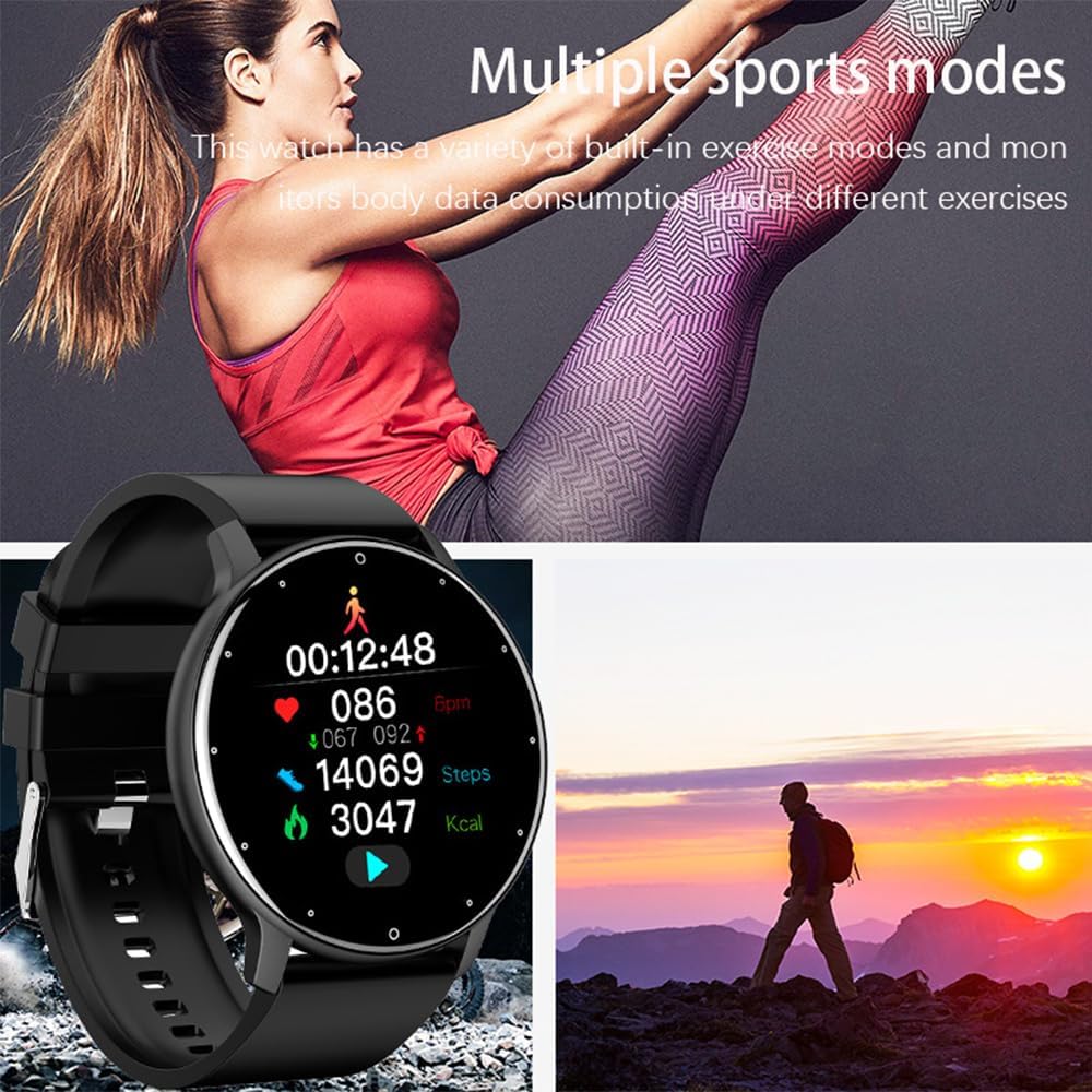 ZL02C Pro Smart Watch | Round Reloj Men & Women Waterproof Smart Watch, Bluetooth Call, Fitness Tracker, Touch Screen for iPhone and Android, Sleep Monitor, AI Voice Assistant, Heart Rate Monitor,  Blood Pressure & Sports Fitness Smartwatch