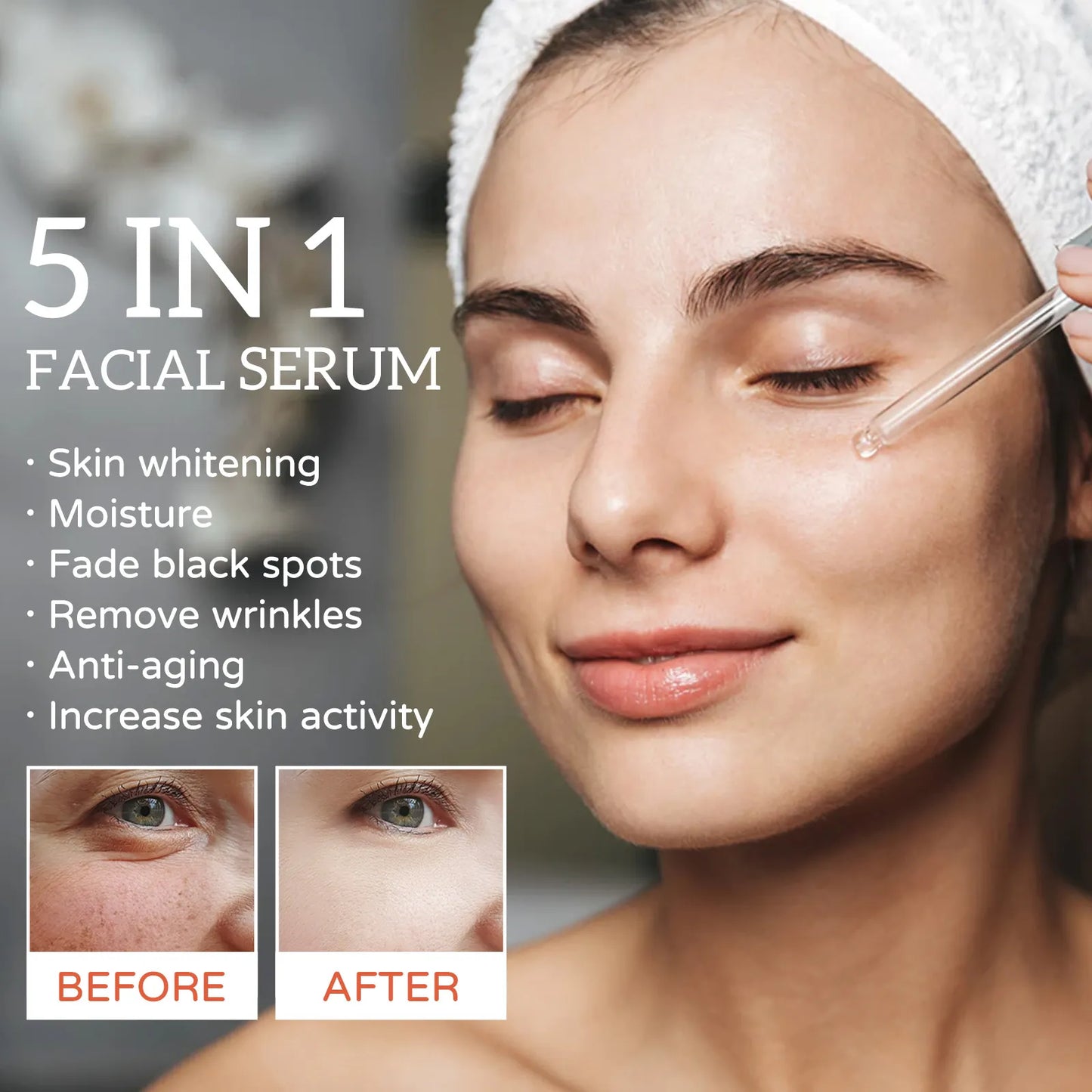 5 in 1 Anti Wrinkle Anti Aging Face Serum with 30% Vitamin C 5% Niacinamide 10% Hyaluronic Acid 10% Vit E 5% Collagen