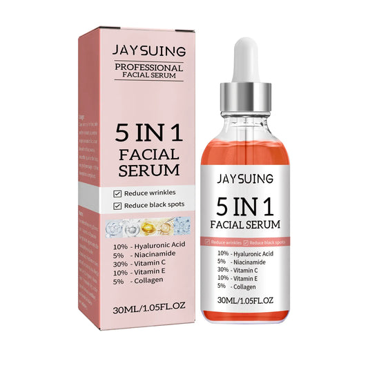 5 in 1 Anti Wrinkle Anti Aging Face Serum with 30% Vitamin C 5% Niacinamide 10% Hyaluronic Acid 10% Vit E 5% Collagen